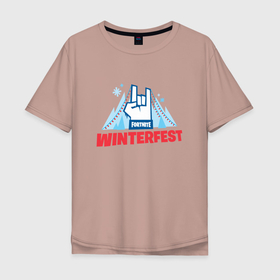 Мужская футболка хлопок Oversize с принтом Winterfest , 100% хлопок | свободный крой, круглый ворот, “спинка” длиннее передней части | epic games | gamers | games | арт | зима | иллюстрация | королевская битва | фестиваль