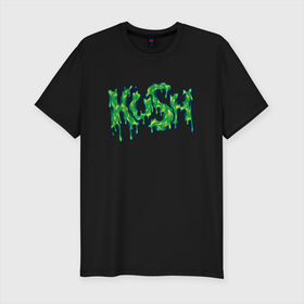 Мужская футболка хлопок Slim с принтом Green Kush в Санкт-Петербурге, 92% хлопок, 8% лайкра | приталенный силуэт, круглый вырез ворота, длина до линии бедра, короткий рукав | арт | деньги | зелёный | иллюстрация | текст