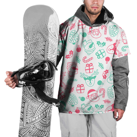 Накидка на куртку 3D с принтом Новогодние сказания в Тюмени, 100% полиэстер |  | background | арт | дед мороз | иллюстрация | леденец | санта