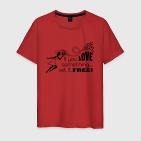 Мужская футболка хлопок с принтом Сила Любви в Тюмени, 100% хлопок | прямой крой, круглый вырез горловины, длина до линии бедер, слегка спущенное плечо. | Тематика изображения на принте: free | love | lovers | влюблённые | любовь | отпусти | сила