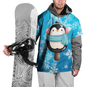 Накидка на куртку 3D с принтом Пингвин   эскимо. Новый год , 100% полиэстер |  | Тематика изображения на принте: зима | мороженое | новый год | рождество | эскимо