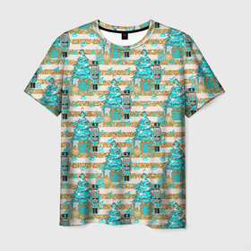 Мужская футболка 3D с принтом Щелкунчик и елочка в Екатеринбурге, 100% полиэфир | прямой крой, круглый вырез горловины, длина до линии бедер | 2022 | елка | ель | новый год | праздник | сказка | щелкунчик