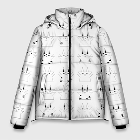 Мужская зимняя куртка 3D с принтом котики белые с черным в Белгороде, верх — 100% полиэстер; подкладка — 100% полиэстер; утеплитель — 100% полиэстер | длина ниже бедра, свободный силуэт Оверсайз. Есть воротник-стойка, отстегивающийся капюшон и ветрозащитная планка. 

Боковые карманы с листочкой на кнопках и внутренний карман на молнии. | Тематика изображения на принте: cat | cats | funny cats | kitty | белые коты | кот | котенок | котики | коты | котята | кошачий паттерн | смешные котики | черные коты