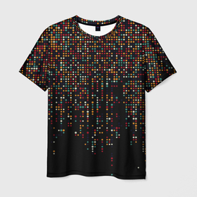 Мужская футболка 3D с принтом Цветные точки , 100% полиэфир | прямой крой, круглый вырез горловины, длина до линии бедер | абстракция | геометрия | круг | точки | цветные