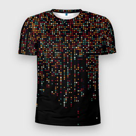 Мужская футболка 3D Slim с принтом Цветные точки , 100% полиэстер с улучшенными характеристиками | приталенный силуэт, круглая горловина, широкие плечи, сужается к линии бедра | Тематика изображения на принте: абстракция | геометрия | круг | точки | цветные