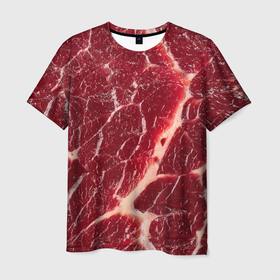 Мужская футболка 3D с принтом Свежее мясо в Екатеринбурге, 100% полиэфир | прямой крой, круглый вырез горловины, длина до линии бедер | Тематика изображения на принте: еда | мясо | необычные | пища | провокация | хоррор