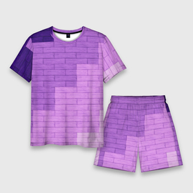 Мужской костюм с шортами 3D с принтом Minecraft | Майнкрафт (F) ,  |  | geometry | minecraft | pink | геометрия | доски | игра | квадрат | кирпич | компьютерная игра | майнкрафт | пиксели | прямоугольник | розовый | светлый | темный | фиолетовый
