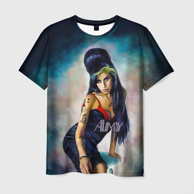 Мужская футболка 3D с принтом Amy Jade Winehouse , 100% полиэфир | прямой крой, круглый вырез горловины, длина до линии бедер | Тематика изображения на принте: artwork | back in black | rb | soul | арт | девушкам | джаз | музыка | популярное | рисунки | эми уайнхаус | яркий