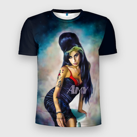 Мужская футболка 3D Slim с принтом Amy Jade Winehouse в Новосибирске, 100% полиэстер с улучшенными характеристиками | приталенный силуэт, круглая горловина, широкие плечи, сужается к линии бедра | Тематика изображения на принте: artwork | back in black | rb | soul | арт | девушкам | джаз | музыка | популярное | рисунки | эми уайнхаус | яркий
