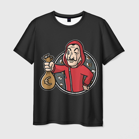 Мужская футболка 3D с принтом Heist money boy в Курске, 100% полиэфир | прямой крой, круглый вырез горловины, длина до линии бедер | fallout | la casa de papel | voultboy | бумажный дом | ла каса де папель | сериал | сериалы
