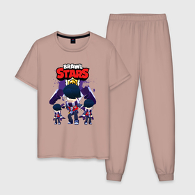 Мужская пижама хлопок с принтом EDGAR EPIC HERO BRAWL STARS в Курске, 100% хлопок | брюки и футболка прямого кроя, без карманов, на брюках мягкая резинка на поясе и по низу штанин
 | Тематика изображения на принте: bibi | brawl stars | coach mike | crow | edgar | evil gene | gale | gene | leon | leon shark | max | mecha crow | mortis | mrp | nani | phoenix | sally leon | sandy | spike | sprout | surge | tara | virus 8bit | werewolf | акула | бравл стар