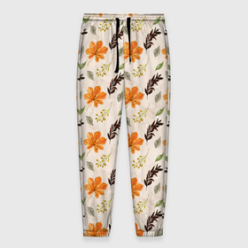 Мужские брюки 3D с принтом Осенний пейзаж в Курске, 100% полиэстер | манжеты по низу, эластичный пояс регулируется шнурком, по бокам два кармана без застежек, внутренняя часть кармана из мелкой сетки | листья | осеннее | осень | паттерн | пейзаж