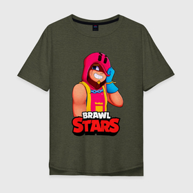 Мужская футболка хлопок Oversize с принтом ГРОМ BRAWLSTARS GROM в Курске, 100% хлопок | свободный крой, круглый ворот, “спинка” длиннее передней части | brawl | brawl stars | brawlstars | grom | бравлстарс | гром