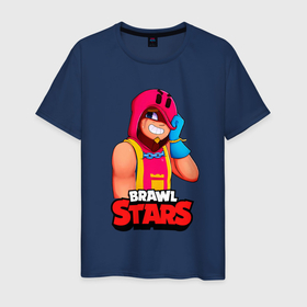 Мужская футболка хлопок с принтом ГРОМ BRAWLSTARS GROM в Белгороде, 100% хлопок | прямой крой, круглый вырез горловины, длина до линии бедер, слегка спущенное плечо. | brawl | brawl stars | brawlstars | grom | бравлстарс | гром
