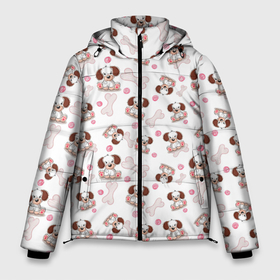 Мужская зимняя куртка 3D с принтом милые щенята в Белгороде, верх — 100% полиэстер; подкладка — 100% полиэстер; утеплитель — 100% полиэстер | длина ниже бедра, свободный силуэт Оверсайз. Есть воротник-стойка, отстегивающийся капюшон и ветрозащитная планка. 

Боковые карманы с листочкой на кнопках и внутренний карман на молнии. | Тематика изображения на принте: пес | собака | собачки | щенок | щенята