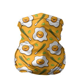 Бандана-труба 3D с принтом Яичница с луком (разбитые яйца) в Санкт-Петербурге, 100% полиэстер, ткань с особыми свойствами — Activecool | плотность 150‒180 г/м2; хорошо тянется, но сохраняет форму | еда | кухня | разбитое яйцо | яички | яичница | яйца