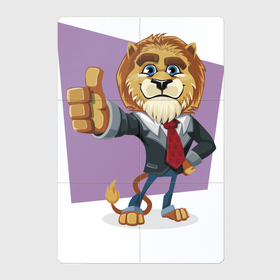 Магнитный плакат 2Х3 с принтом Lion   boss в Новосибирске, Полимерный материал с магнитным слоем | 6 деталей размером 9*9 см | boss | dude | eyes | gesture | lion | mane | muzzle | paws | suit | tail | tie | босс | галстук | глаза | грива | костюм | лапы | лев | хвост | хест | чувак