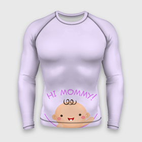 Мужской рашгард 3D с принтом Hi mommy ,  |  | карман | малыш | надпись | ребенок | улыбка
