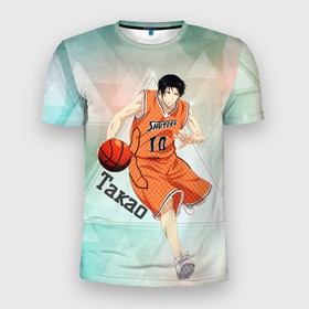 Мужская футболка 3D Slim с принтом Казунари Такао в Екатеринбурге, 100% полиэстер с улучшенными характеристиками | приталенный силуэт, круглая горловина, широкие плечи, сужается к линии бедра | Тематика изображения на принте: kuroko no basuke | аниме | арт | баскетбол куроко | графика | спорт