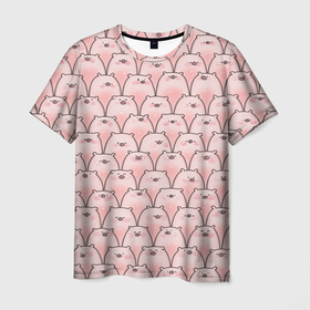 Мужская футболка 3D с принтом Пухлые хрюни , 100% полиэфир | прямой крой, круглый вырез горловины, длина до линии бедер | паттерн | поросята | поросятки | пухля | свинья | хрюшки