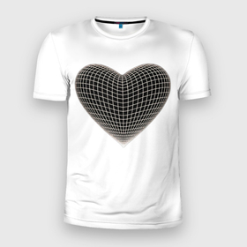 Мужская футболка 3D Slim с принтом HEART PRINT в Тюмени, 100% полиэстер с улучшенными характеристиками | приталенный силуэт, круглая горловина, широкие плечи, сужается к линии бедра | aesthetics | alt | drain | heart | tiktok | альт | дрейн | сердце | тикток
