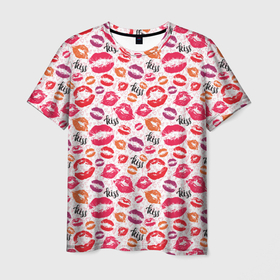 Мужская футболка 3D с принтом Поцелуи (Kiss) в Курске, 100% полиэфир | прямой крой, круглый вырез горловины, длина до линии бедер | love | valentines day | амур | ангел | валентинка | влюбленность | губная помада | губы | девушка | засос | купидон | ласка | любовь | нежность | отношения | подарок любви | поцелуй | поцелуйчики | розы
