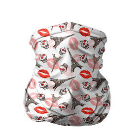 Бандана-труба 3D с принтом Париж   (Город Любви) в Новосибирске, 100% полиэстер, ткань с особыми свойствами — Activecool | плотность 150‒180 г/м2; хорошо тянется, но сохраняет форму | girl | kiss | амур | валентинка | вторая половинка | гламур | губная помада | девушка | день всех влюбленных | засос | купидон | любовь | мода | париж | подарок любви | поцелуй | поцелуйчики