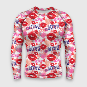 Мужской рашгард 3D с принтом LOVE (поцелуи) в Новосибирске,  |  | girl | kiss | амур | гламур | губная помада | губы | девушка | день всех влюбленных | засос | купидон | ласка | любовь | мода | нежность | отношения | подарок любви | поцелуй | поцелуйчики | праздник любви