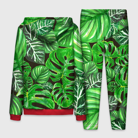 Мужской костюм 3D (с толстовкой) с принтом Тропические листья на темном фоне в Кировске,  |  | 3d | акварель | акварельный | дикий | дикость | жара | зеленый | иллюстрация | красота | лес | летний | лето | листок | листья | монстера | натуральный | паттерн | природа | путешествия | растительность