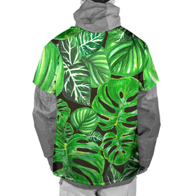 Накидка на куртку 3D с принтом Тропические листья на темном фоне , 100% полиэстер |  | Тематика изображения на принте: 3d | акварель | акварельный | дикий | дикость | жара | зеленый | иллюстрация | красота | лес | летний | лето | листок | листья | монстера | натуральный | паттерн | природа | путешествия | растительность