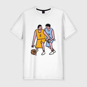 Мужская футболка хлопок Slim с принтом Баскетбол Куроко 2022 в Кировске, 92% хлопок, 8% лайкра | приталенный силуэт, круглый вырез ворота, длина до линии бедра, короткий рукав | аниме | баскетбол | вектор | игра | манга | минимализм