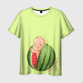 Мужская футболка 3D с принтом Моя ягодка в Курске, 100% полиэфир | прямой крой, круглый вырез горловины, длина до линии бедер | арбуз | малыш | надпись | ребенок | ягода