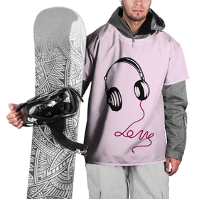 Накидка на куртку 3D с принтом Музыка любви в Курске, 100% полиэстер |  | Тематика изображения на принте: love | музыка | надпись | наушники | шнур