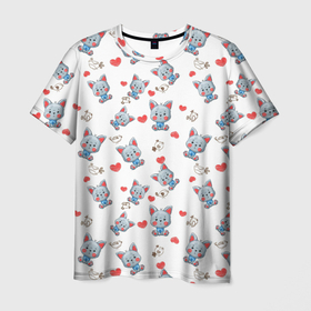 Мужская футболка 3D с принтом Маленькие котята паттерн в Кировске, 100% полиэфир | прямой крой, круглый вырез горловины, длина до линии бедер | кот | коты | котята | кошка | кошки | паттерн