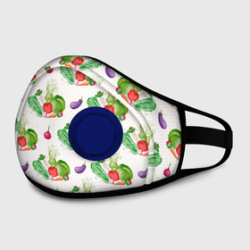 Маска из неопрена с принтом Овощи с огорода в Ухте, неопрен 100% | Форма огибающая нос. Резинки для ушей с дополнительной резинкой на затылке. Клапан для выдоха для активного дыхания при занятиях спортом. Эластичный материал маски и окантовки для лучшего растяжения и прилегания маски.  | грядка | лето | овощи | овощной | огород