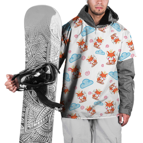 Накидка на куртку 3D с принтом Лисички и облачка в Курске, 100% полиэстер |  | fox | детский | лиса | лисички | лисы | облака | облачка