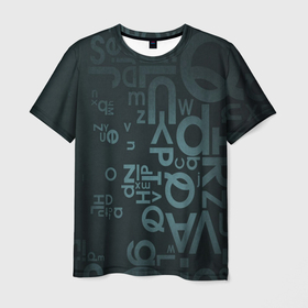 Мужская футболка 3D с принтом Хаотичные мысли гения в Екатеринбурге, 100% полиэфир | прямой крой, круглый вырез горловины, длина до линии бедер | алфавит | буквы | символы | узор | хаотичные мысли гения
