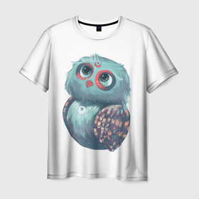Мужская футболка 3D с принтом Космическая Софа в Новосибирске, 100% полиэфир | прямой крой, круглый вырез горловины, длина до линии бедер | Тематика изображения на принте: арт | космос | принт | птица | сова