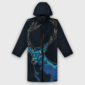Дождевик унисекс 3D с принтом Синий Олень в городе Новоалтайск,  |  | deer | vintage | винтаж | звери | крупные животные | лось | мужское хобби | олень | охота | охотник | природа | рога | туристический