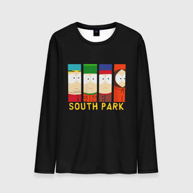 Мужской лонгслив 3D с принтом South Park   Южный парк главные герои в Курске, 100% полиэстер | длинные рукава, круглый вырез горловины, полуприлегающий силуэт | eric | kenny | kyle | south park | stanley | кайл | кенни | мультфильм | саус парк | сауспарк | сериал | стэн | эрик | южный парк