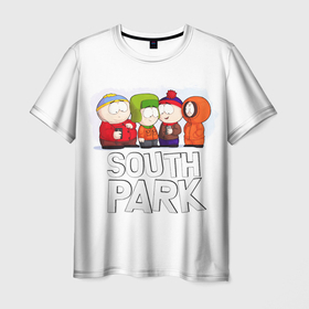 Мужская футболка 3D с принтом South Park   Южный парк Кенни, Кайл, Стэн и Эрик в Белгороде, 100% полиэфир | прямой крой, круглый вырез горловины, длина до линии бедер | eric | kenny | kyle | south park | stanley | кайл | кенни | мультфильм | саус парк | сауспарк | сериал | стэн | эрик | южный парк