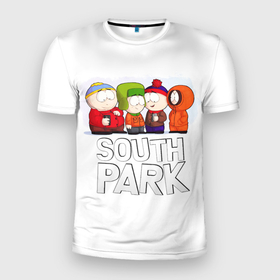 Мужская футболка 3D Slim с принтом South Park   Южный парк Кенни, Кайл, Стэн и Эрик в Курске, 100% полиэстер с улучшенными характеристиками | приталенный силуэт, круглая горловина, широкие плечи, сужается к линии бедра | eric | kenny | kyle | south park | stanley | кайл | кенни | мультфильм | саус парк | сауспарк | сериал | стэн | эрик | южный парк