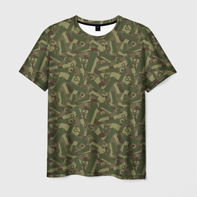Мужская футболка 3D с принтом Болты и Гайки   (камуфляж) в Курске, 100% полиэфир | прямой крой, круглый вырез горловины, длина до линии бедер | camouflage | disguise | hunting camouflage | khaki | maskhalat | military | military camouflage | армия | болты | военный камуфляж | война | гайки | камуфляж | маскировка | масхалат | мебельщик | милитари | охота | охотничий камуфляж