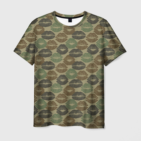 Мужская футболка 3D с принтом Поцелуи (камуфляж) в Екатеринбурге, 100% полиэфир | прямой крой, круглый вырез горловины, длина до линии бедер | camouflage | disguise | hunting camouflage | khaki | maskhalat | military | military camouflage | армия | военный камуфляж | война | губы | камуфляж | любовь | маскировка | масхалат | милитари | охота | охотничий камуфляж | помада | поцелуи |