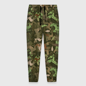 Мужские брюки 3D с принтом Олени и Дубовые Листья (камуфляж) в Курске, 100% полиэстер | манжеты по низу, эластичный пояс регулируется шнурком, по бокам два кармана без застежек, внутренняя часть кармана из мелкой сетки | camouflage | disguise | hunting camouflage | khaki | maskhalat | military | military camouflage | армия | военный камуфляж | война | животное | зверь | зоопарк | камуфляж | л | лось | маскировка | масхалат | милитари | олень | охота