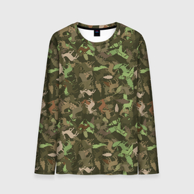 Мужской лонгслив 3D с принтом Олени и Дубовые Листья (камуфляж) в Новосибирске, 100% полиэстер | длинные рукава, круглый вырез горловины, полуприлегающий силуэт | camouflage | disguise | hunting camouflage | khaki | maskhalat | military | military camouflage | армия | военный камуфляж | война | животное | зверь | зоопарк | камуфляж | л | лось | маскировка | масхалат | милитари | олень | охота