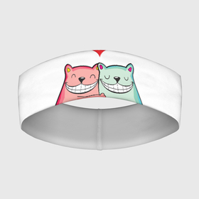 Повязка на голову 3D с принтом Кошачья любовь. в Курске,  |  | кошки | любовь | милота | объятия | сердечко