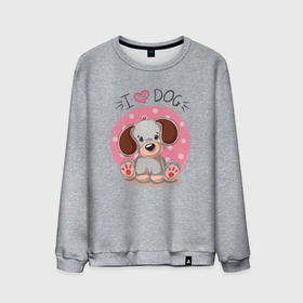 Мужской свитшот хлопок с принтом I LOVE DOG в Тюмени, 100% хлопок |  | Тематика изображения на принте: dog | love | милый | пес | песик | собака | собачка