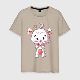 Мужская футболка хлопок с принтом Маленький милый медвежонок в Новосибирске, 100% хлопок | прямой крой, круглый вырез горловины, длина до линии бедер, слегка спущенное плечо. | девочке | детский | медведь | медвежонок | мишка | плюшевый
