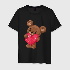 Мужская футболка хлопок с принтом Плюшевый маленький медвежонок в Санкт-Петербурге, 100% хлопок | прямой крой, круглый вырез горловины, длина до линии бедер, слегка спущенное плечо. | девочке | медведь | медвежонок | плюшевый | ребенок